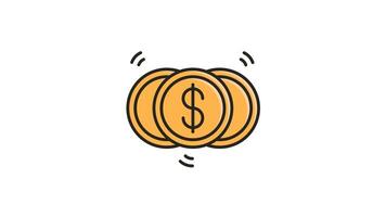 Animated Spinning Dollar Coins Icon Looping with Alpha Channel video