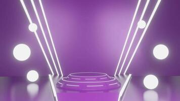 Purple podium pedestal product display and background 3d rendering video