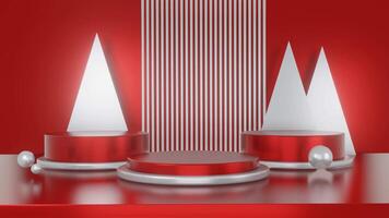 4k Motion Graphic Design Abstract red and white 3D looping animated background seamlessly. concept business, party, game, education, modern, web and mobile, seamless 3D looping, advertising video