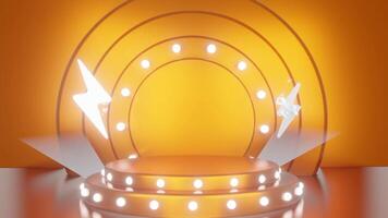 3D empty product display podium with orange studio background for product promotion flash sale and discount video