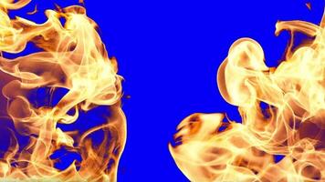 réaliste Feu flamme explosion transition effet animation sur bleu filtrer, vert écran chrominance clé Contexte video