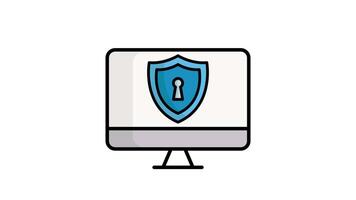 Computer security animated icon. alpha channel, transparent background video