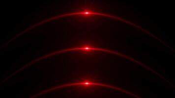 Red color glowing three optical flair light rays modern design loop able dark background video