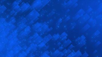 Royal blue color glowing particles and multiple rectangular shapes moving diagonally modern design geometrical background video