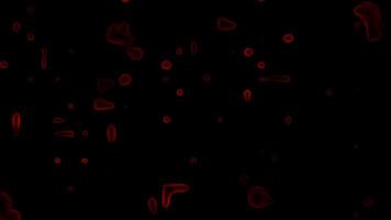 Red color transparent water droplets appearing and disappearing abstract design loop able dark background video