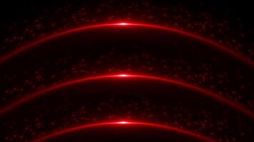 Red color glowing particles moving upwards with optical flair light rays modern design dark background video
