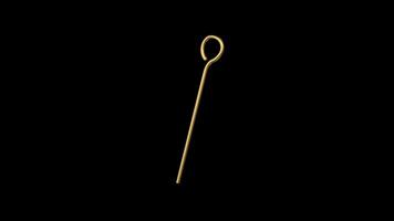 Golden Eye Head Pin Rotating on a Transparent Background. Seamless Loop. 4K video
