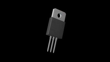 Silicon Controlled Rectifier Rotating on a Transparent Background. Seamless Loop. 4K video