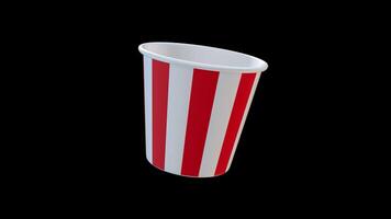 Popcorn Bucket Rotating on a Transparent Background. Seamless Loop. 4K video