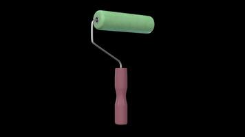 Paint Roller Rotating on a Transparent Background. Seamless Loop. 4K video