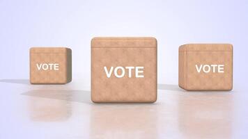 estilizado 3d votación cajas en un ligero reflexivo piso. votar cajas 3d animación. 4k video