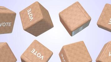 Ballot Boxes Falling on a Light Blue Background. Voting Boxes 3D Animation. 4K video