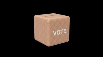 Ballot Box Rotating on a Transparent Background. Seamless Loop. Voting Box. 4K video