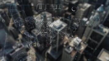 Global network connecting the world through digital data visualization video