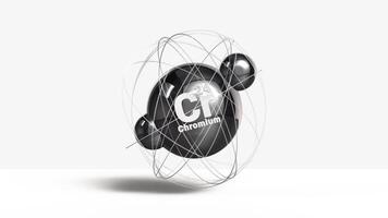 Chromium Cr metal 3d atom animation element from periodic table on clean white background video
