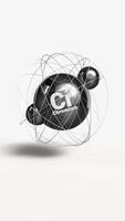 Vertical Chromium 3d animation element from periodic table on clean white background video