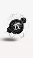 Vertical Atom model titanium metal 3d animation element from periodic table on clean white background video