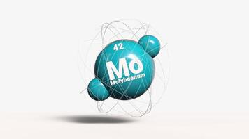Molybdenum with electrons 3d animation element from periodic table on clean white background video