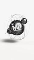 Vertical Manganese Mn transition metal 3d atom animation element 25 from periodic table on clean white background video