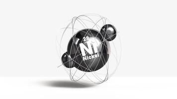 Nickel Ni transition metal 3d atom animation element 28 from periodic table on clean white background video