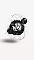 Vertical Molybdenum metal 3d animation element from periodic table on clean white background video