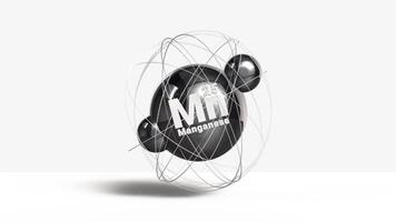 Manganese Mn transition metal 3d atom animation element 25 from periodic table on clean white background video