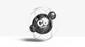 Cobalt Co transition metal 3d atom animation element 27 from periodic table on clean white background video