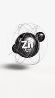 Vertical Zinc Zn metal 3d atom animation element from periodic table on clean white background video