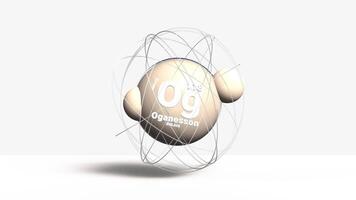 Oganesson Og 3d atom model animation gas element from periodic table on clean white background video