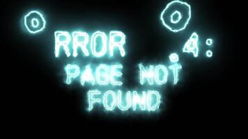 error 404 page not found text written with electricity background video