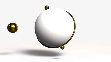 white sphere with golden rings minimalistic background Abstract 3d animation video