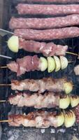 Top view of grilling meat on a barbecue UGC vertical user generated video