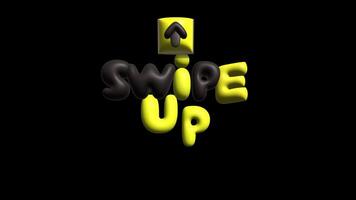 swipe up 3d text inflated and arrow cut out isolated with alpha channel video