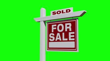 Gradual Pan Movement of Sold For Sale Real Estate Sign Over A Green Screen. video
