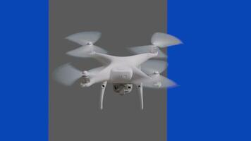 Real UAV Quadcopter Drone Flying Outdoors in Front of a Blue Screen. Grey Graphic Pan To Indicate Quality of Keying Possible. video