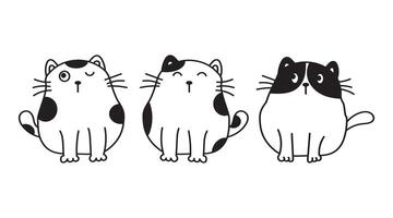 three black and white cats standing in a row vector