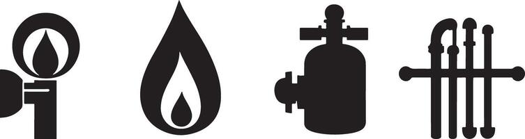 illustration of gas and plumbing icons for industrial and home use applications and design needs vector