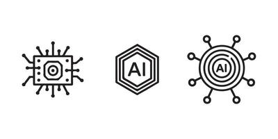 Artificial intelligence ai technology machine learning neural network deep learning icons design set vector