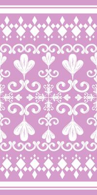 Delicate Luxury Lilac Pattern Detailed of White Ornament And Geometric Design Stripe. Elaborate Wealth Victorian Damask Pastel Feminine Border Sweetly Embroidery Handicraft Decoration for Silk Fabrics