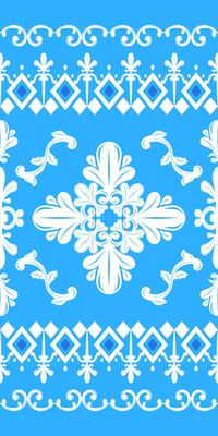 Classy Baroque Victorian Elegance Royal Silk White Ornament Decoration on Blue Background. Detailed of Curly Scroll Ornate with Opulence Luxury Style for Delicate Design Lace Embroidery Border Pattern