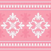 Delicate Scroll Ornament Royal White Silk Weaves On Pink Background Less is More Design Luxury Pattern for Elaborate Border Decoration Filigree Victorian Damask Florals Fleur de lis Carpet Fabric Lace vector