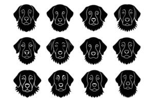 Golden Retriever Dog Sad Face Silhouette Graphic Art Set Bundle Collection vector