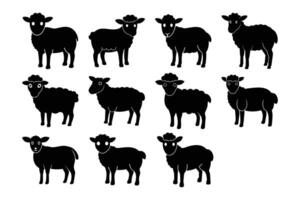 Cute Sheep Silhouette Graphic Art Set Bundle Collection vector