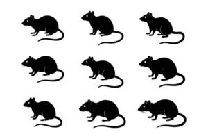 Simple Rat Silhouette Graphic Art Set Bundle Collection for creative projects vector