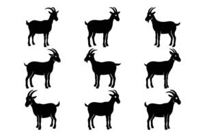 Goat Silhouette Graphic Art Set Bundle Collections for Design Projects vector