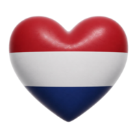 the flag of netherlands in a heart shape isolated on transparent background png