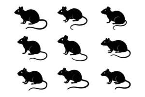 Simple Mouse Silhouette Graphic Art Set Bundle Collection for creative projects vector