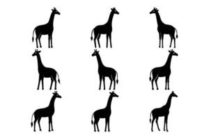Simple Giraffe Silhouette Graphic Art Set Bundle Collection for design vector