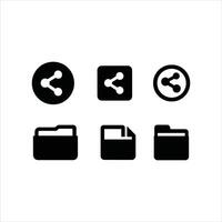 Sharing and Folder Icons for Social Media and File Management vector