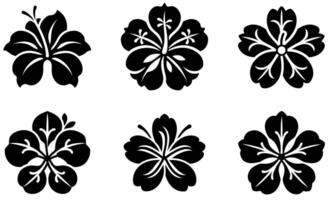 Hawaiian Hibiscus Flower icon set vector